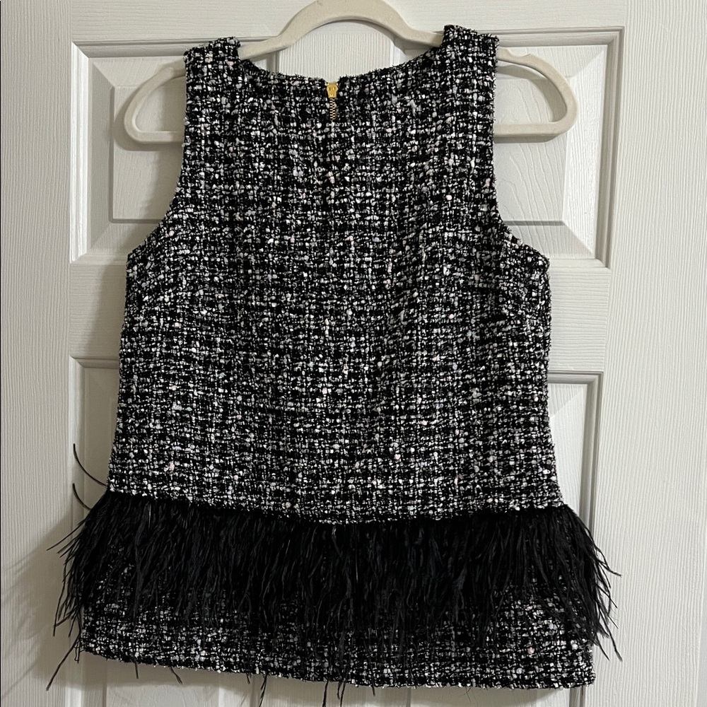 Sail to Sable Black and White Tweed Top